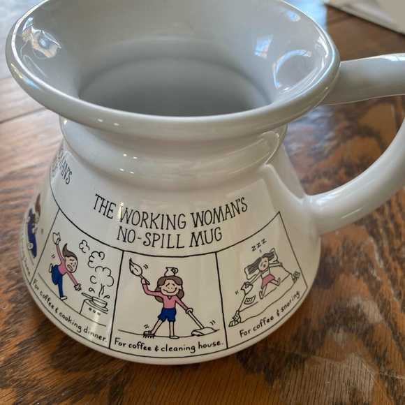 The Unbranded Brand Other - Vintage Working Woman’s No-Spill Mug with Cartoon Design